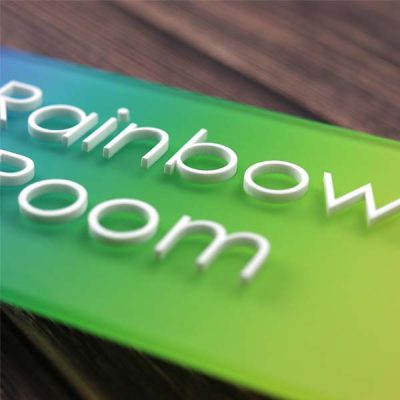 Rainbow Room Bespoke Signage made from 3mm Acrylic