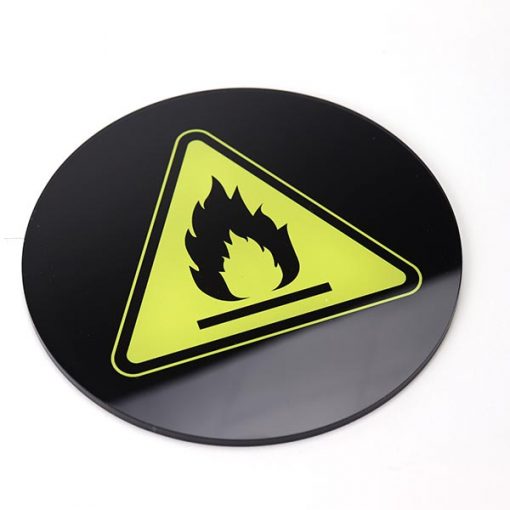 Yellow Triangle Safety Sign made from 4mm Acrylic and Reverse Printed