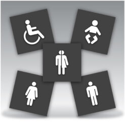Acrylic Square Toilet Icon Signs - All - Arcturus Family