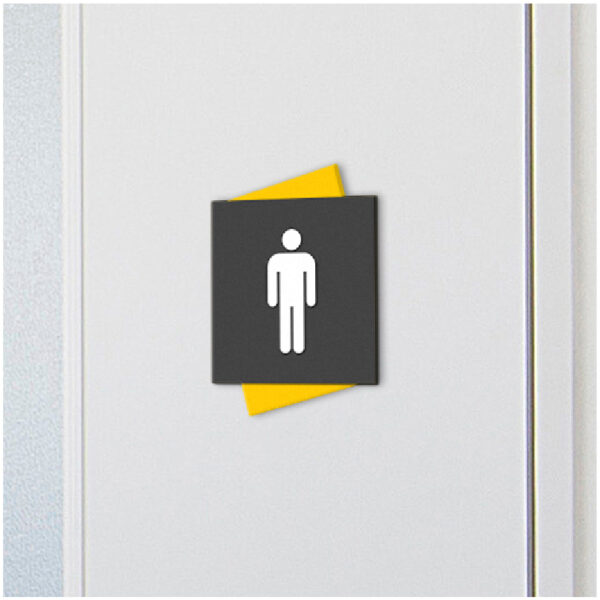 Acrylic Male Toilet Sign - Square - Orion Family - In Situ Close