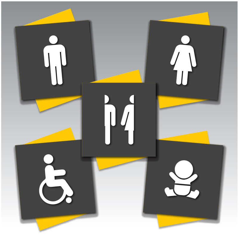 Acrylic Square Toilet Signs - Group - Orion Family