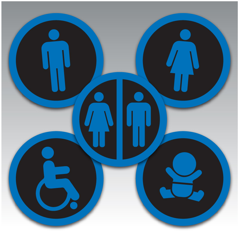 Acrylic Round Toilet Icon Signs - Group - Pollux Family