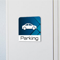 Acrylic Parking Sign - Amenity Sign with Icon - Atlas Family - In Situ Close
