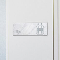 Acrylic Lifts Sign - Amenity Sign with Icon - Capella Family - In Situ Close