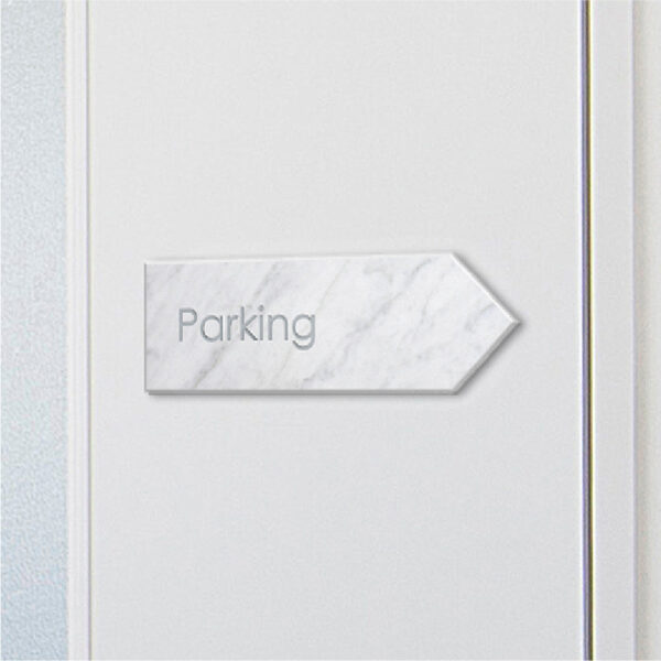 Acrylic Parking Arrow Sign - Amenity Sign - Capella Family - In Situ Close