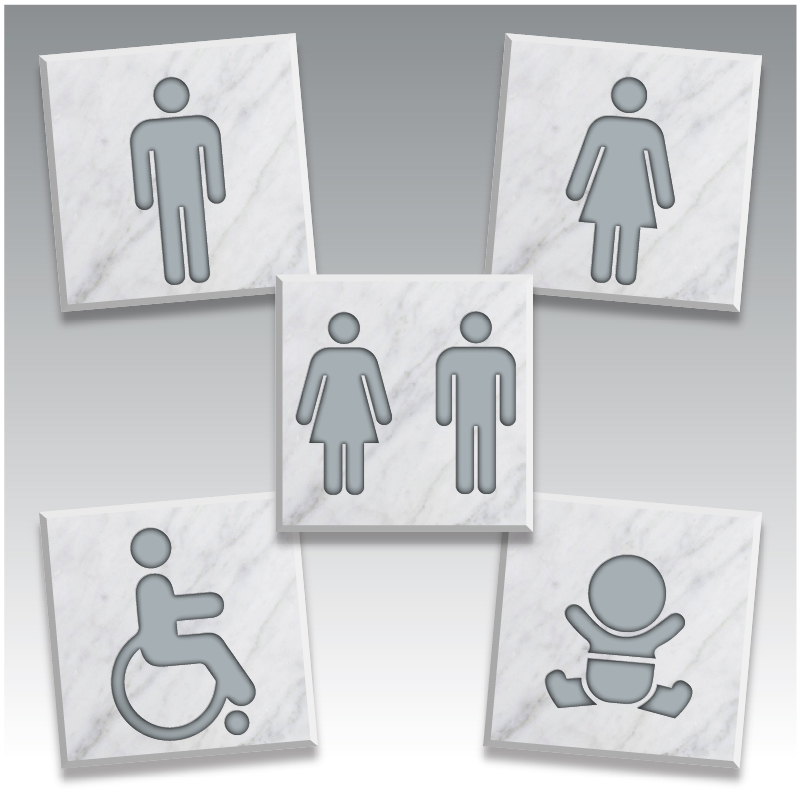 Acrylic Square Toilet Signs - Group - Capella Family