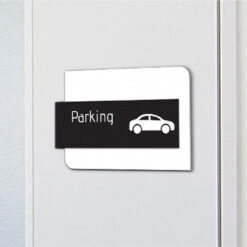 Acrylic Parking Sign - Amenity Sign with Icon - Mensa Family - In Situ Close