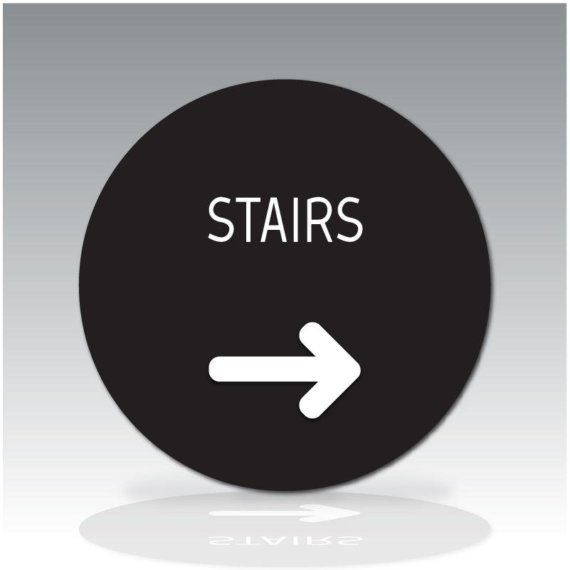 Amenity Sign with Directional Arrow - Stairs Right - Sirius Family
