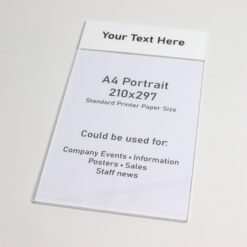 Wall Mounted Poster Holder - A4 Portrait Poster Holder with Header - White Header with Info