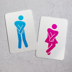 Male and Female Crossed Legs Toilet Signs - Printed Acrylic